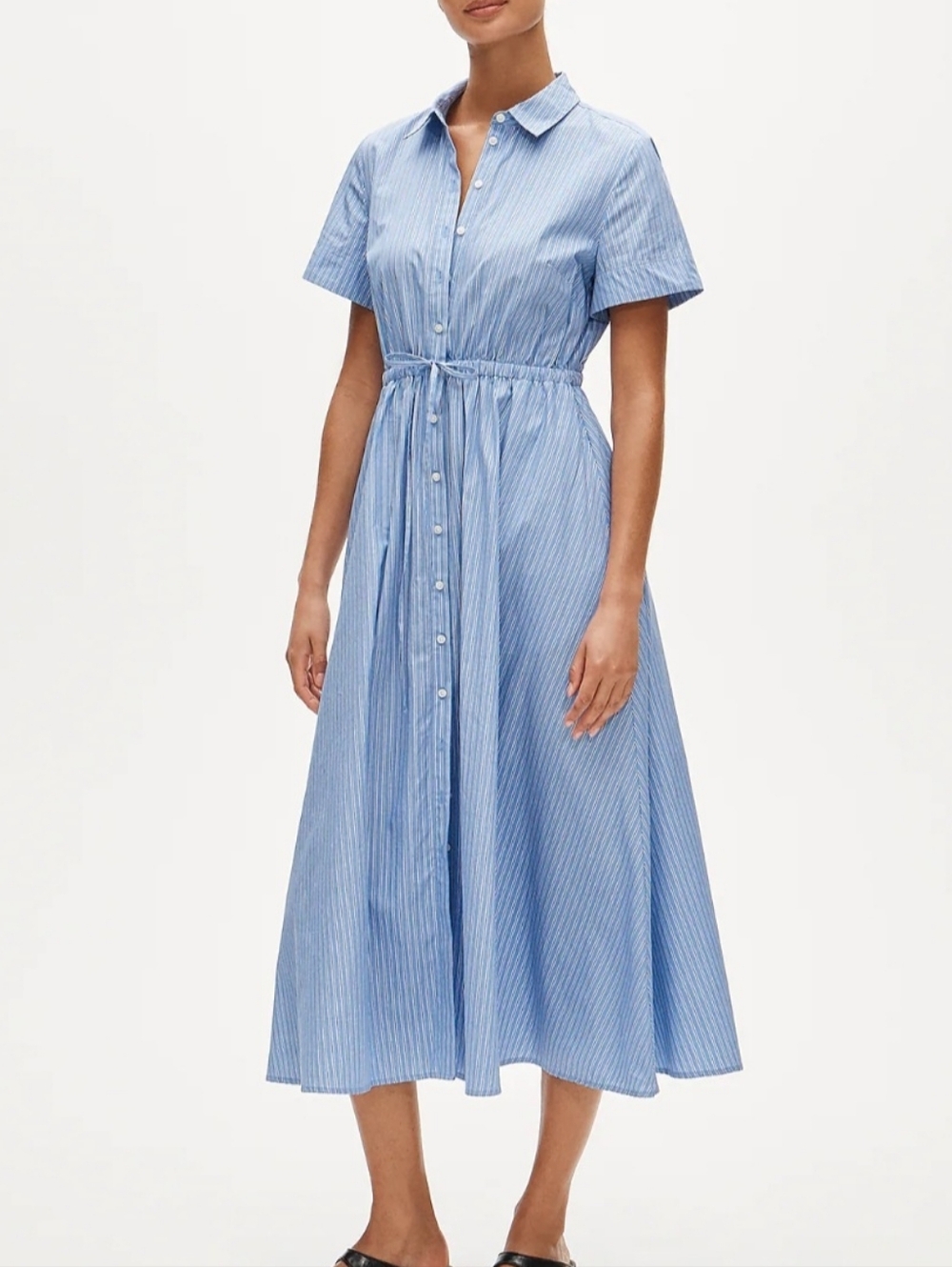 Cerise Shirt-dress In Striped Cotton Poplin